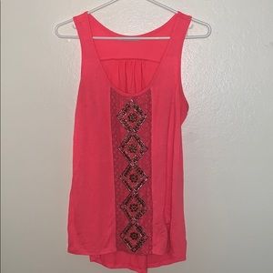 Pink Tank Top with detailed design • Maurices